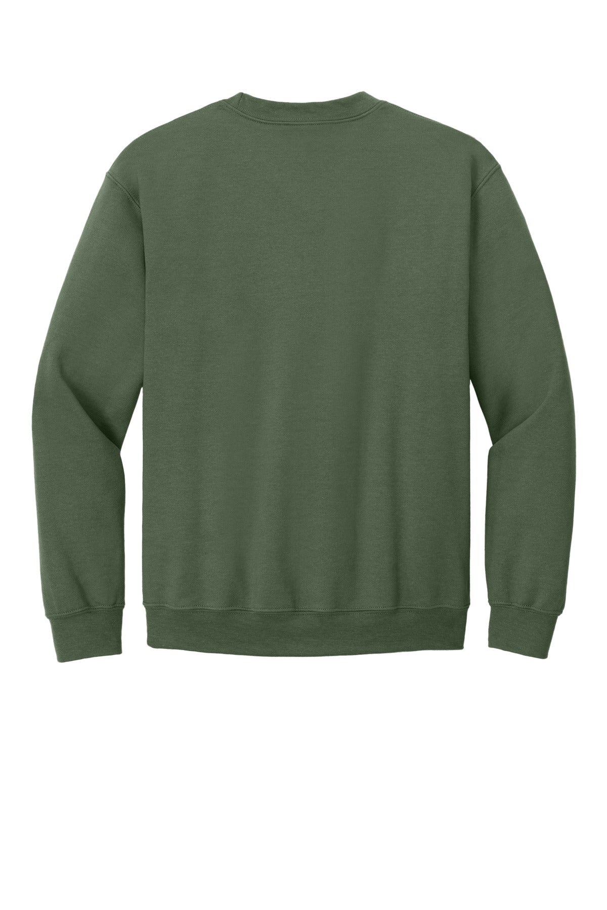Rear View of Military Green Gildan Heavy Blend Crewneck Sweatshirt. 18000