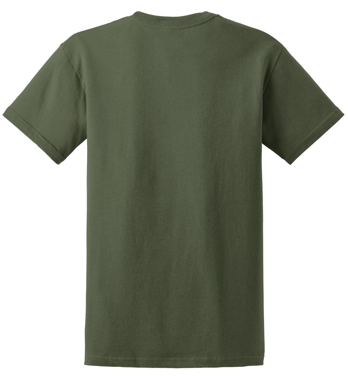 Rear View of Military Green Gildan - Ultra Cotton 100% US Cotton T-Shirt. 2000
