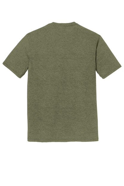 Rear View of Military Grn F District Perfect Tri Tee. DM130
