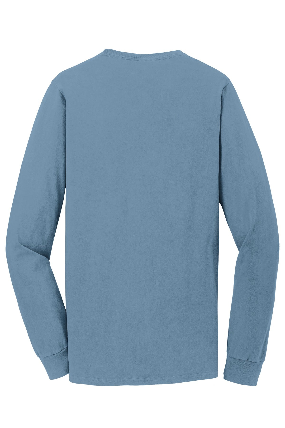 Rear View of Mist Port & Co Beach Wash Garment-Dyed Long Sleeve Tee PC099LS