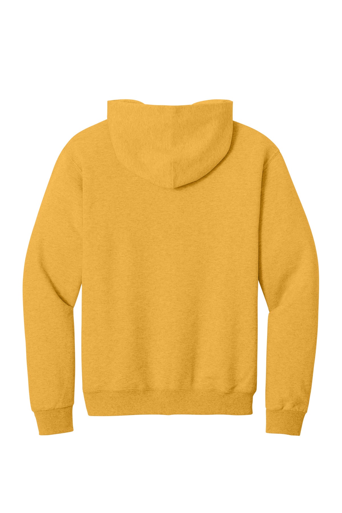Rear View of MustardHtr Jerzees NuBlend Pullover Hooded Sweatshirt. 996M