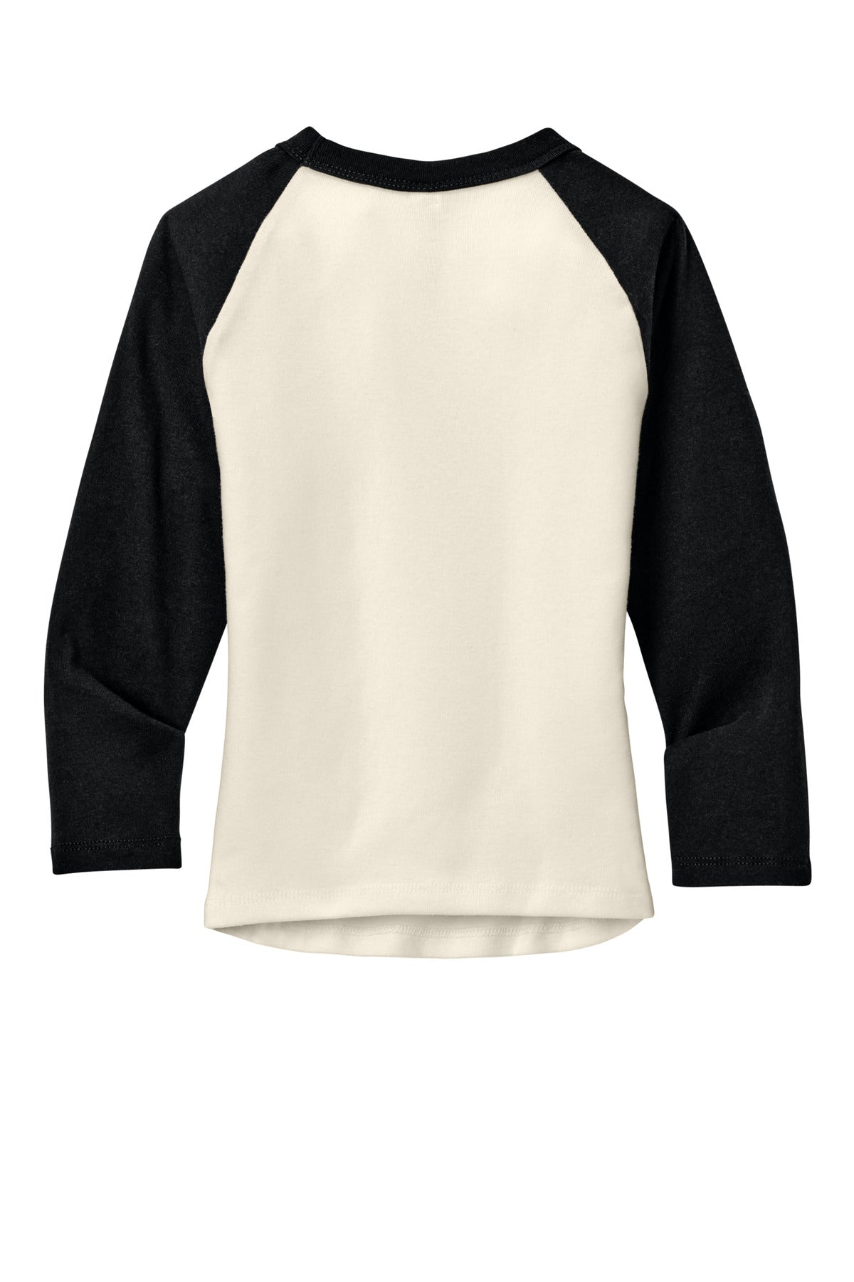 Rear View of Nat/Black BELLA+CANVAS Women's Micro Rib 3/4 Raglan Baby Tee BC1200