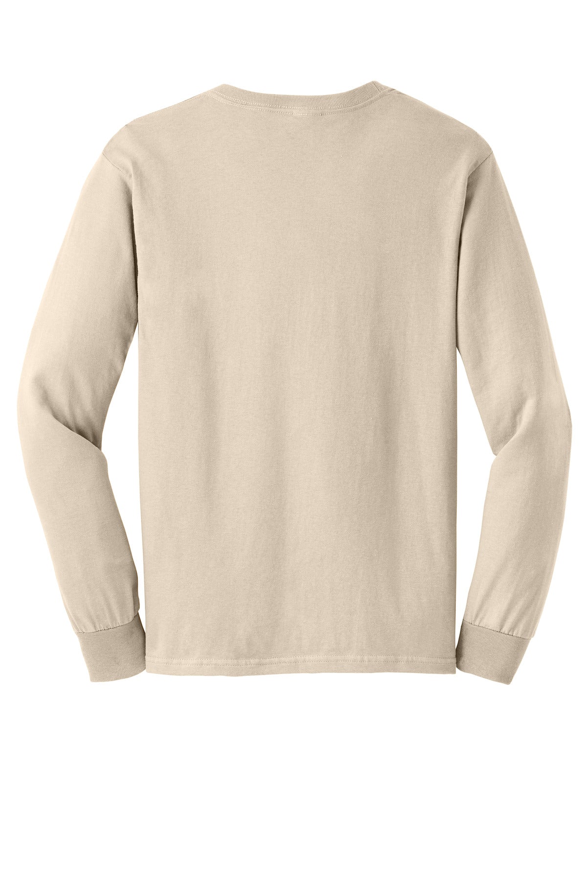 Rear View of Natural Gildan - Ultra Cotton 100% US Cotton Long Sleeve T-Shirt. G2400