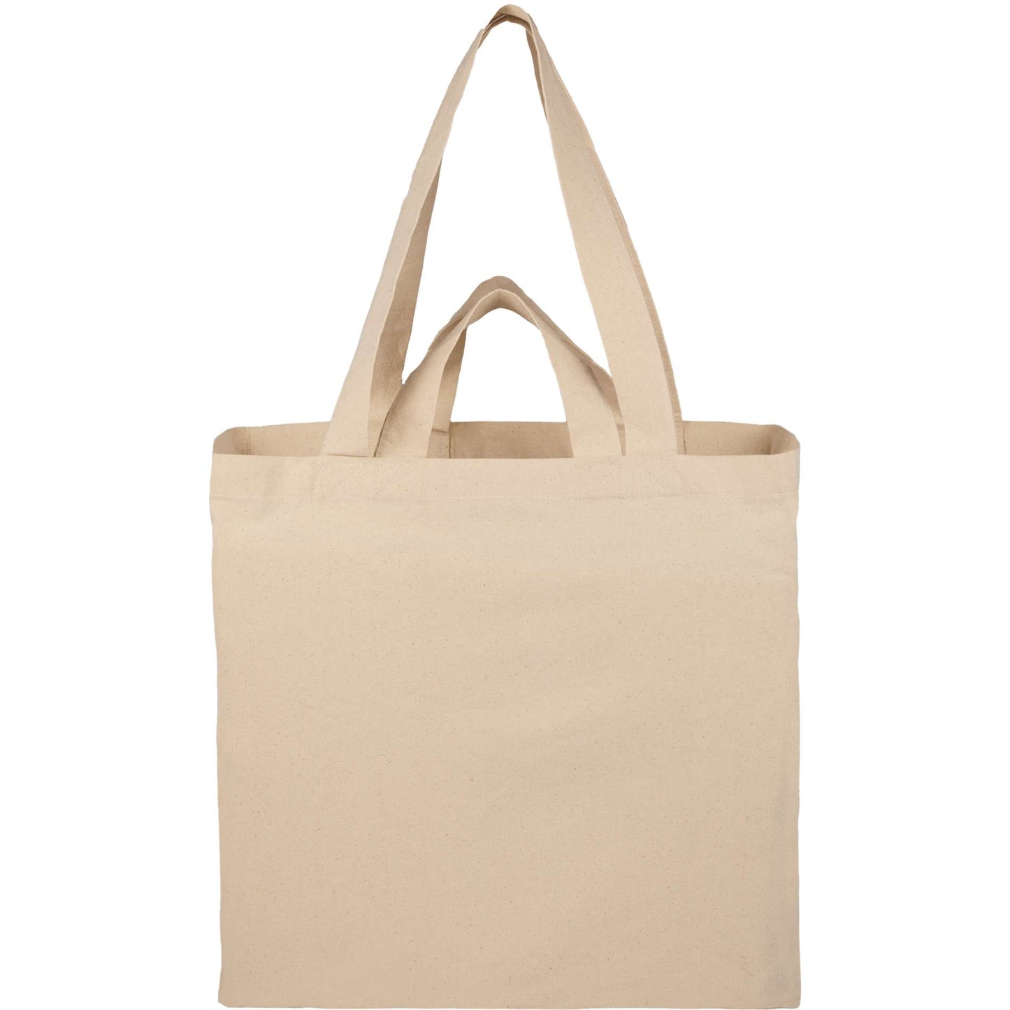 Rear View of Natural Organic 6oz Cotton Dual Carry Tote plain