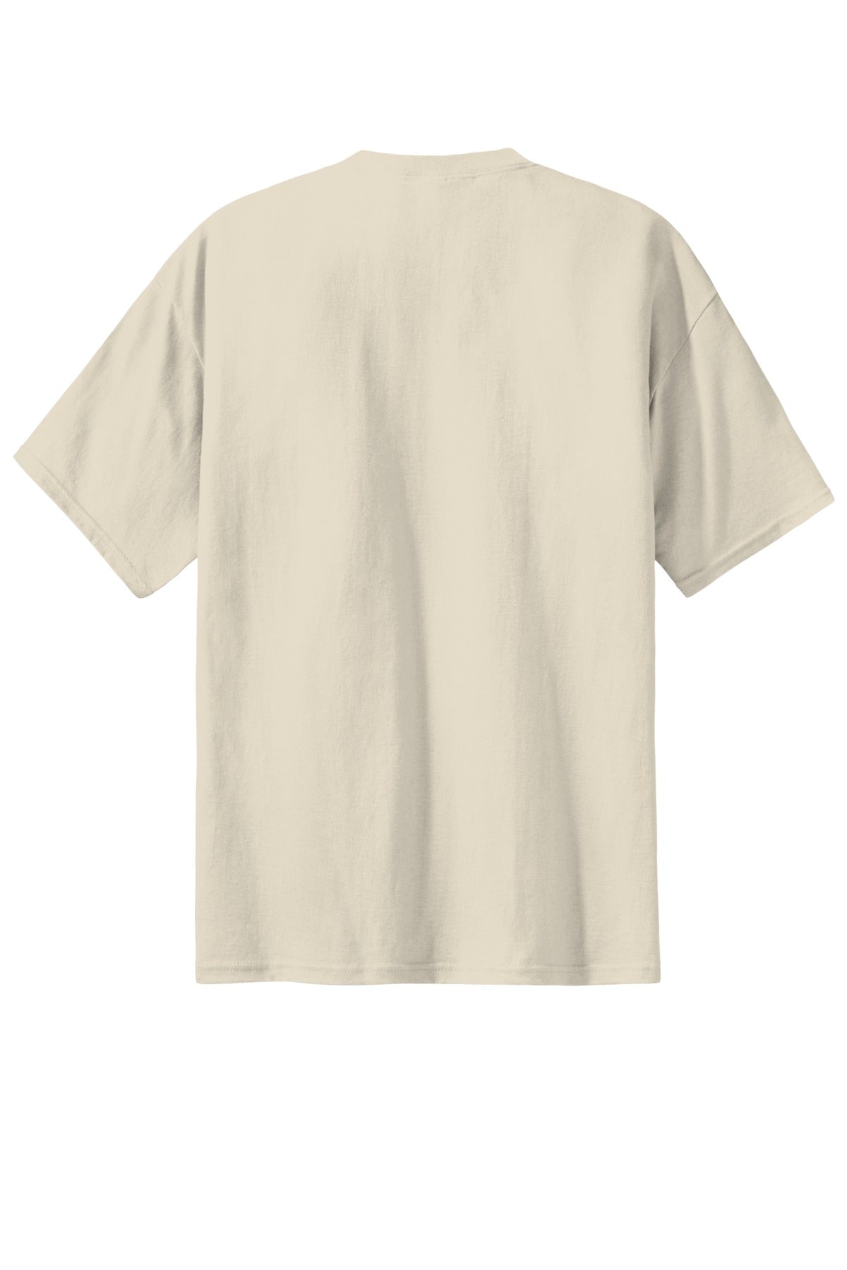 Rear View of Natural Port & Co Tall Essential Tee. PC61T