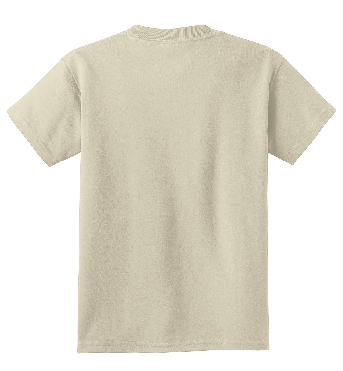 Rear View of Natural Port & Co Youth Core Cotton Tee. PC54Y