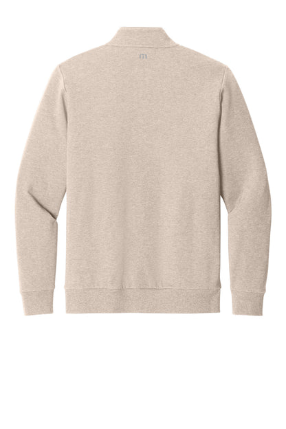 Rear View of NaturalHtr TravisMathew Ocean Villa 1/4-Zip TMA41421