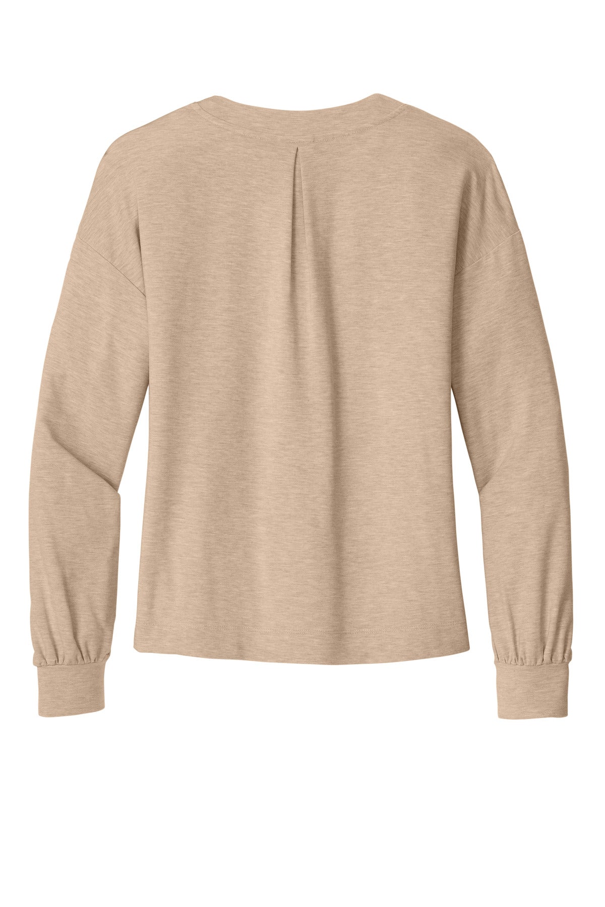 Rear View of NaturalHtr TravisMathew Women's Long Weekend V-Neck TM1LD009