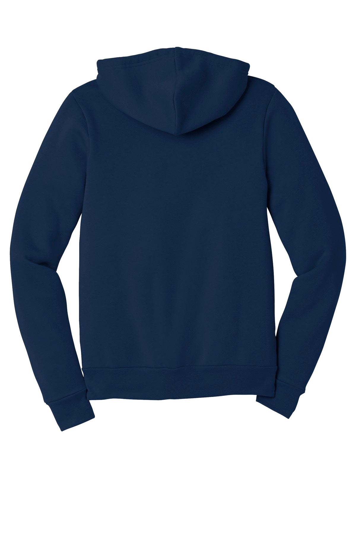 Rear View of Navy BELLA+CANVAS Unisex Sponge Fleece Full-Zip Hoodie. BC3739