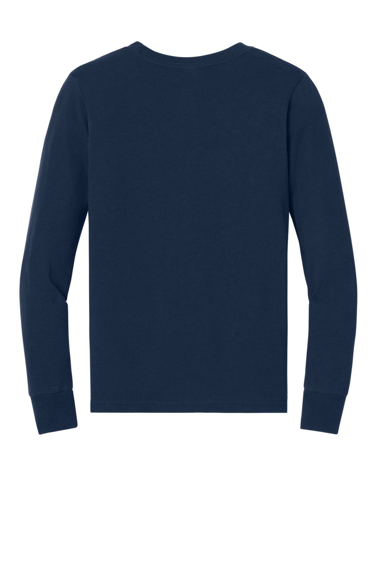 Rear View of Navy BELLA+CANVAS Youth Jersey Long Sleeve Tee BC3501Y