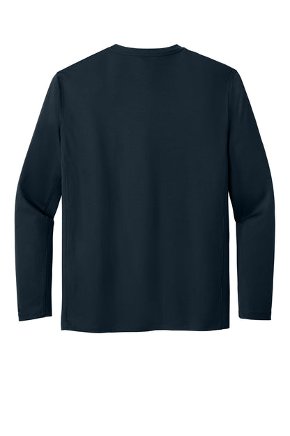Rear View of Navy Carhartt Force Sun Defender Long Sleeve T-Shirt CT106972