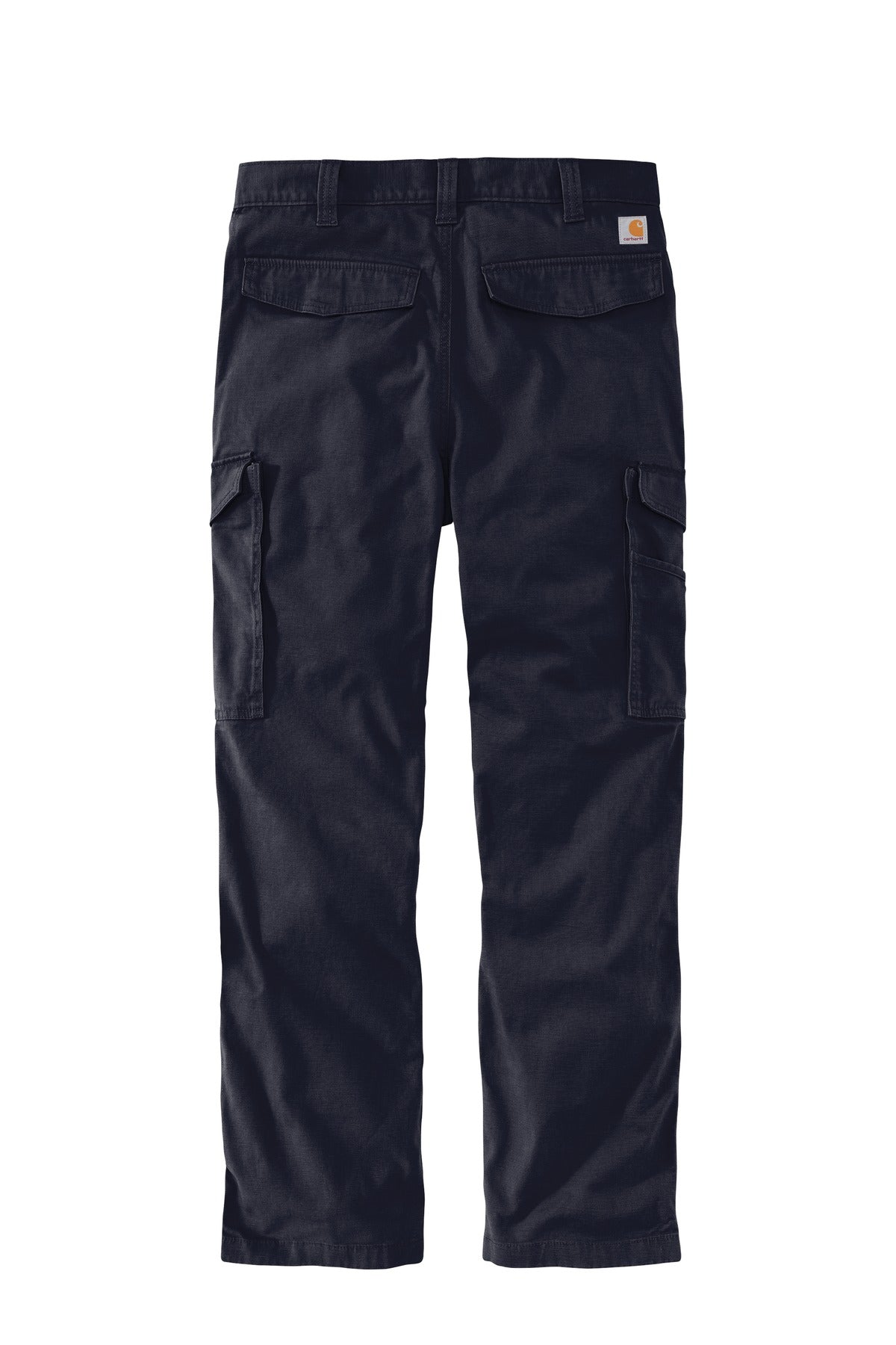 Rear View of Navy Carhartt Rugged Flex Rigby Cargo Pant CT103574