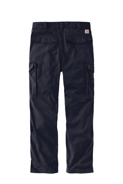 Rear View of Navy Carhartt Rugged Flex Rigby Cargo Pant CT103574