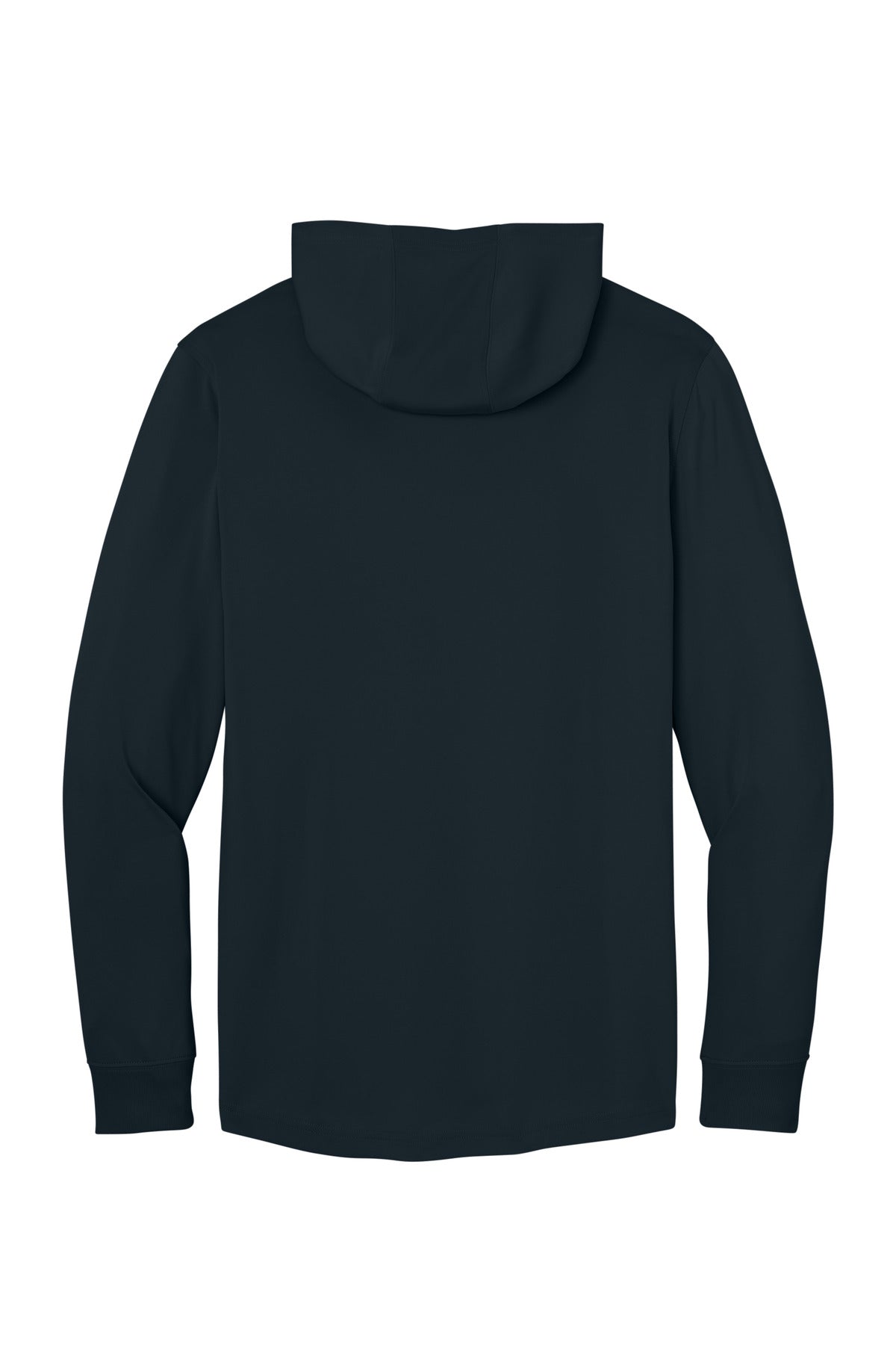 Rear View of Navy CornerStone Workwear Pro Long Sleeve Hooded Tee CS440LSH