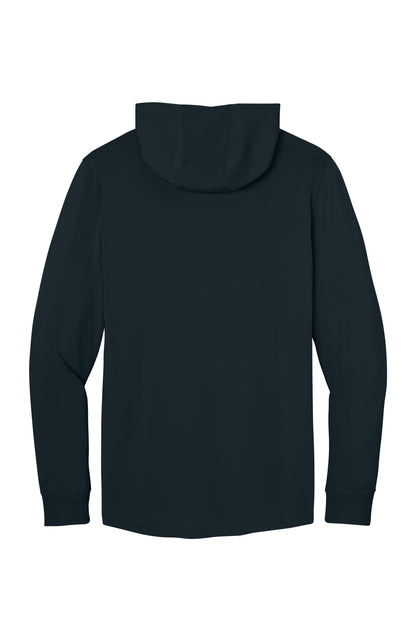 Rear View of Navy CornerStone Workwear Pro Long Sleeve Hooded Tee CS440LSH
