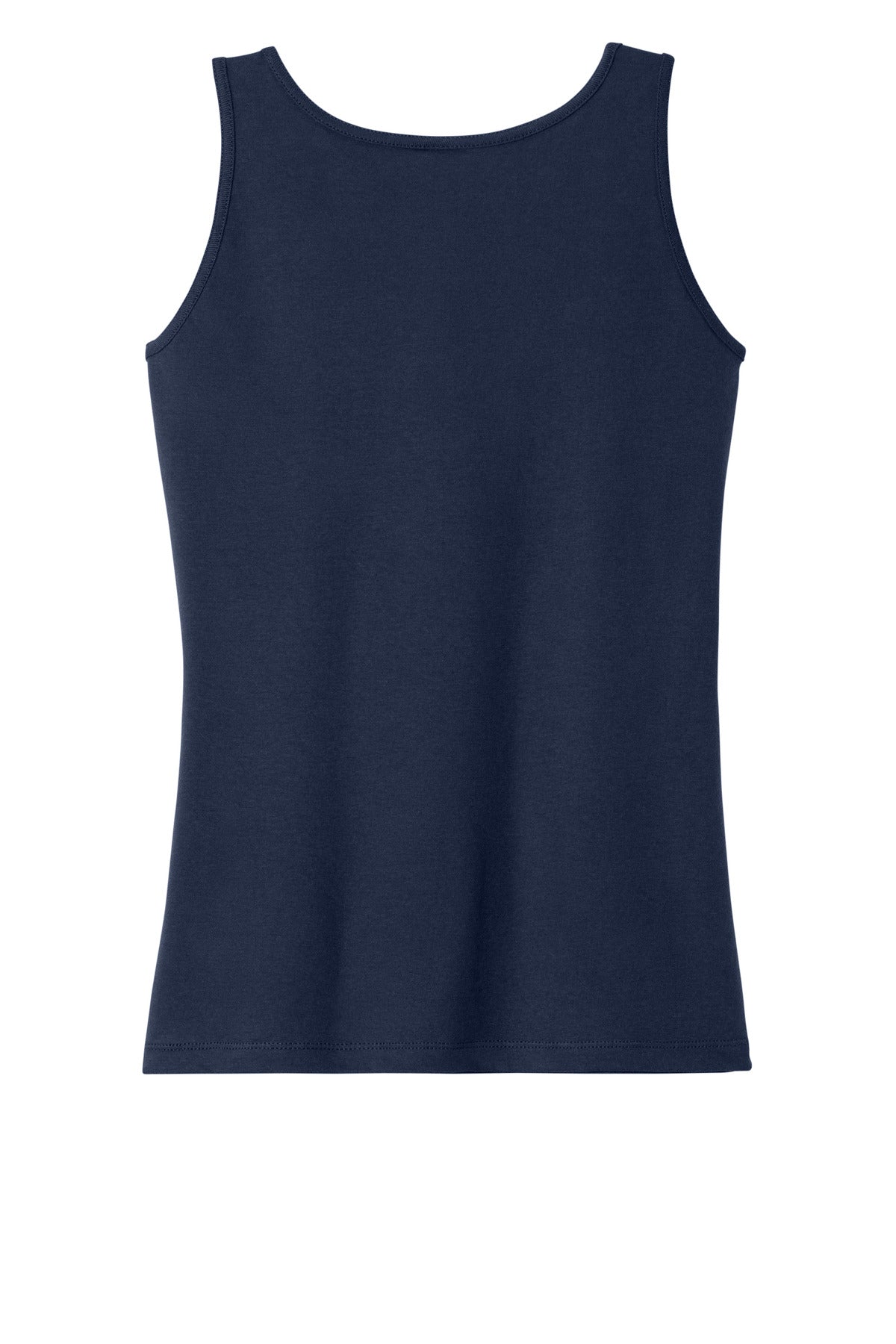Rear View of Navy Gildan Softstyle Junior Fit Tank Top. 64200L