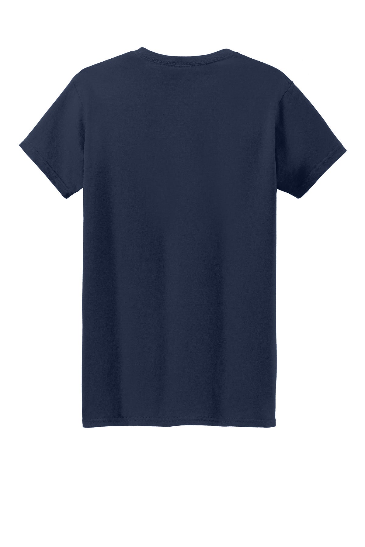 Rear View of Navy Gildan Women's Heavy Cotton 100% Cotton T-Shirt. 5000L