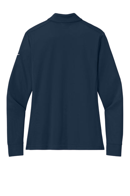 Rear View of Navy Nike Women's Essential 1/2-Zip Cover-Up NKHM7969