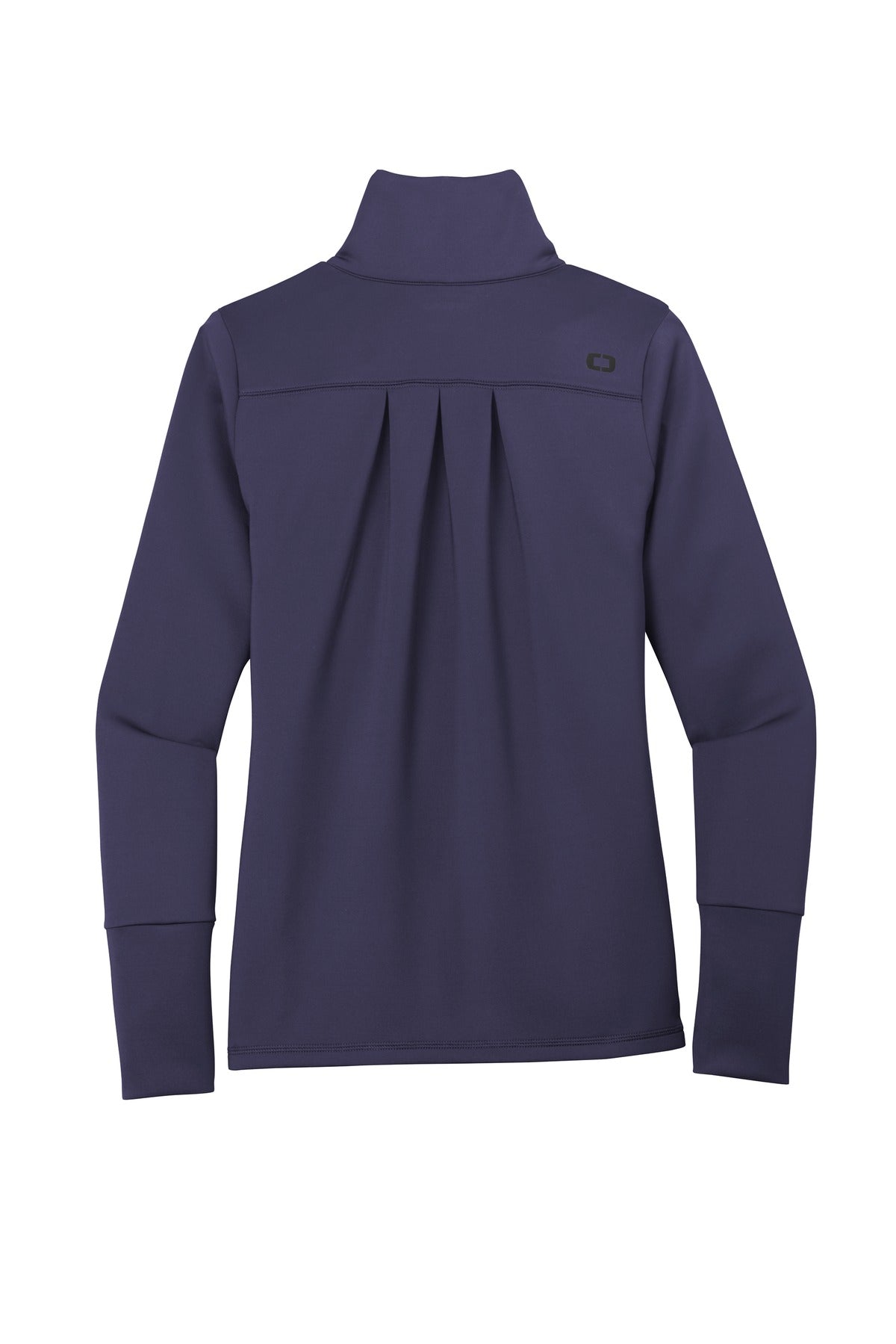 Rear View of Navy OGIO Women's Modern Performance Full-Zip. LOE703