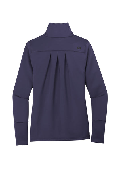 Rear View of Navy OGIO Women's Modern Performance Full-Zip. LOE703