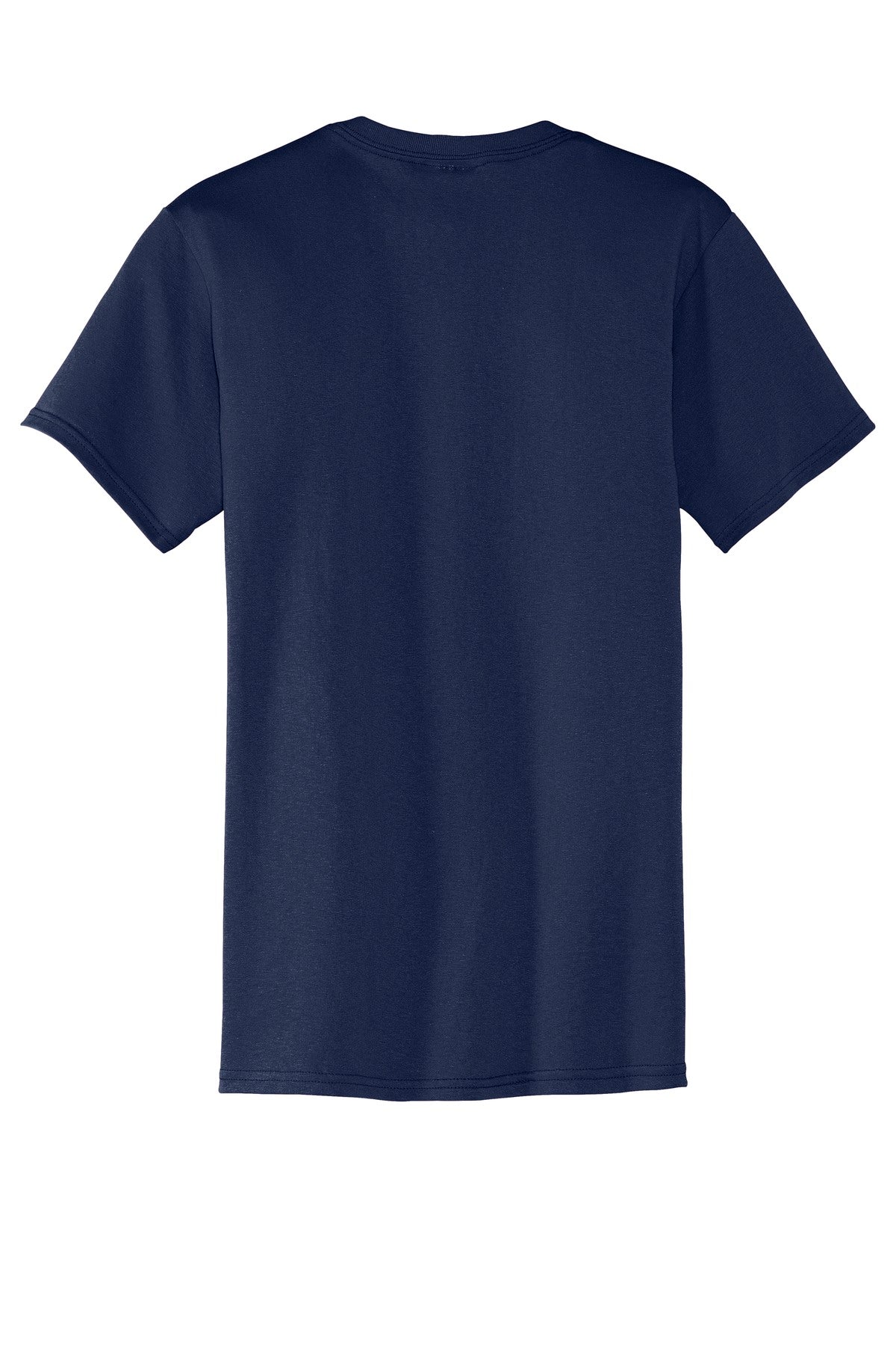 Rear View of Navy Port & Co Core Blend Pocket Tee. PC55P