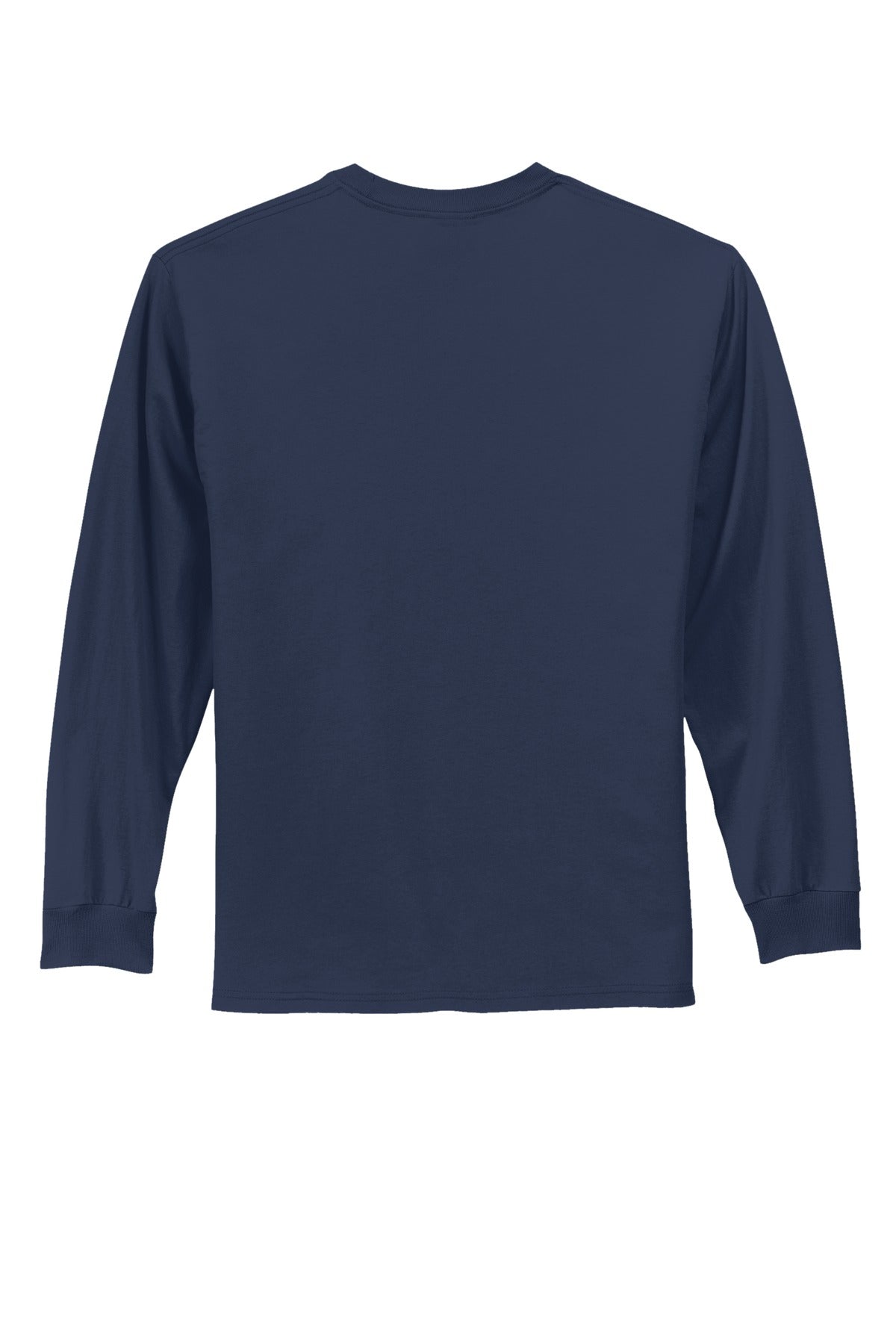 Rear View of Navy Port & Co Long Sleeve Essential Tee. PC61LS