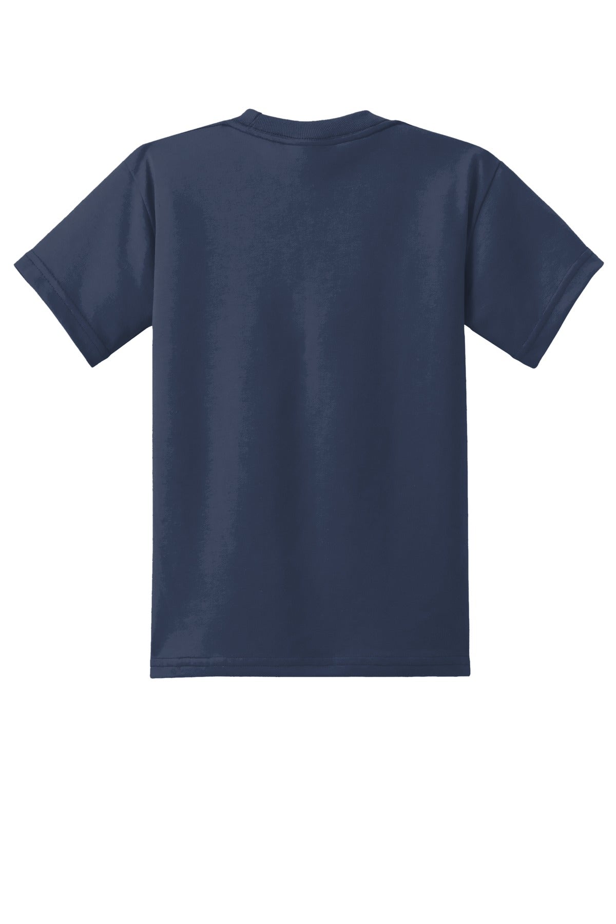 Rear View of Navy Port & Co Youth Core Blend Tee. PC55Y