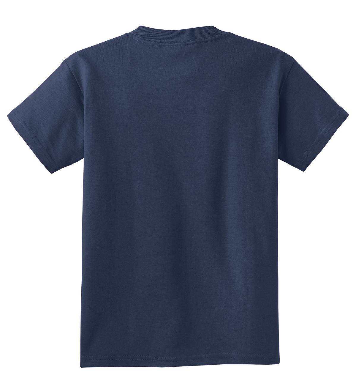 Rear View of Navy Port & Co Youth Core Cotton Tee. PC54Y