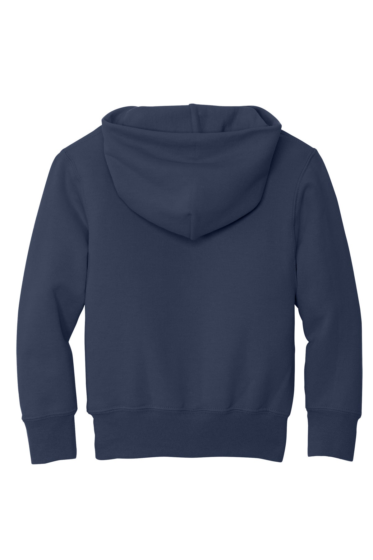 Rear View of Navy Port & Co Youth Core Fleece Pullover Hooded Sweatshirt. PC90YH