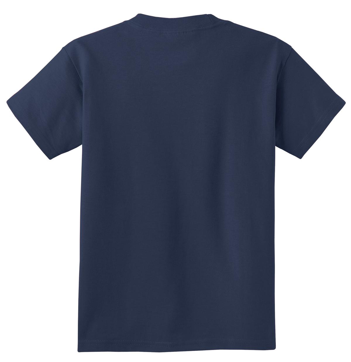 Rear View of Navy Port & Co Youth Essential Tee. PC61Y