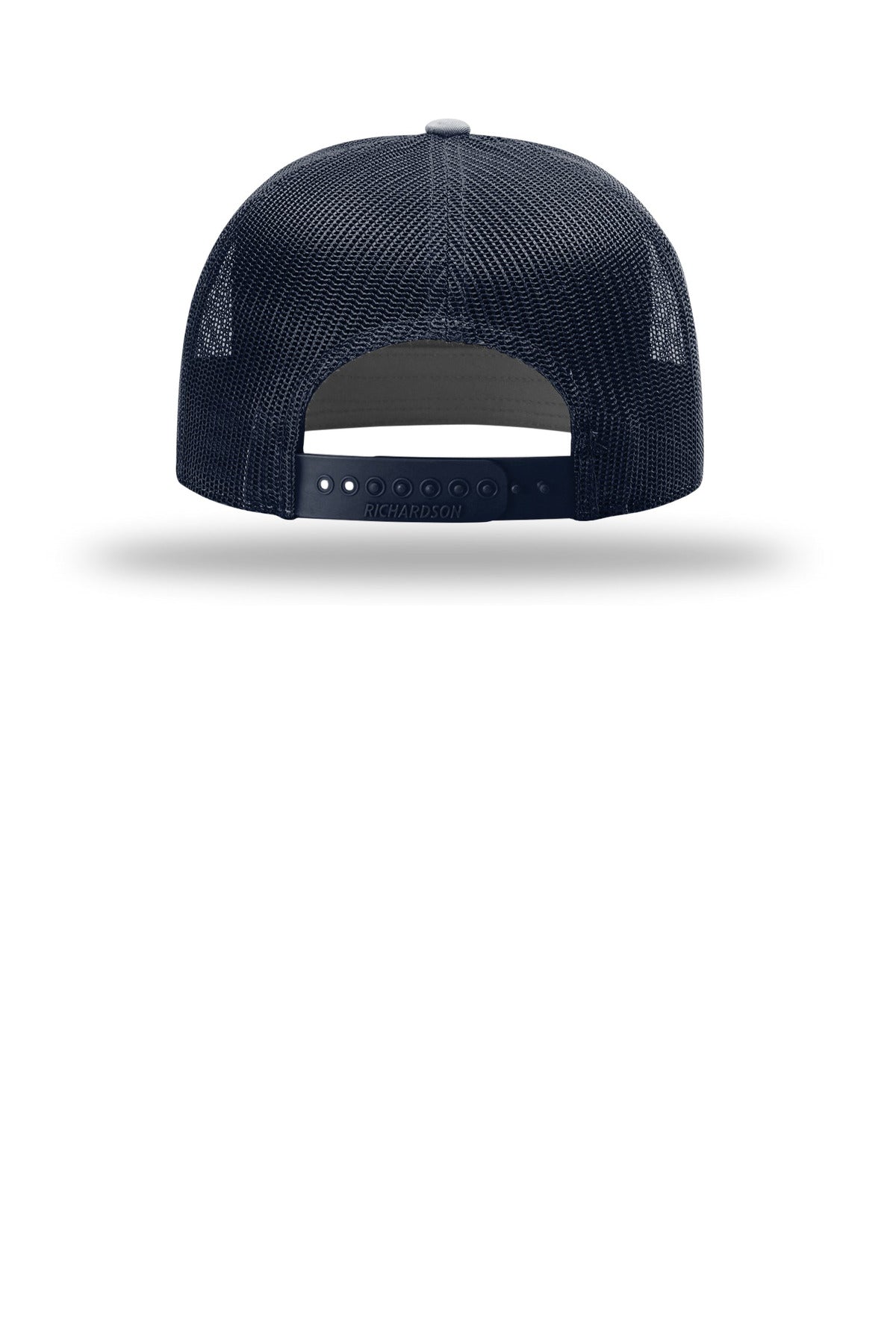 Rear View of Navy Richardson 7-Panel Trucker 168
