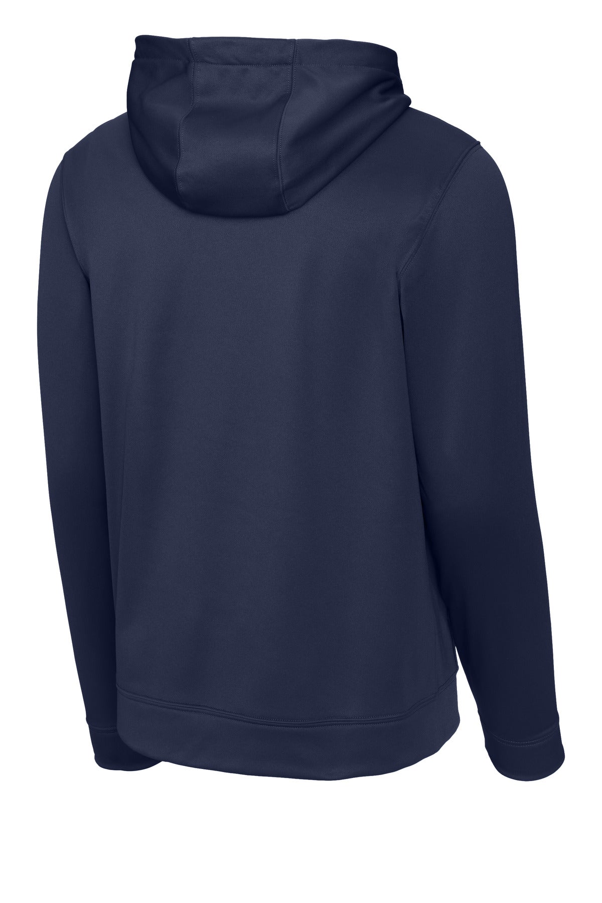 Rear View of Navy Sport-Tek Sport-Wick Fleece Hooded Pullover. F244