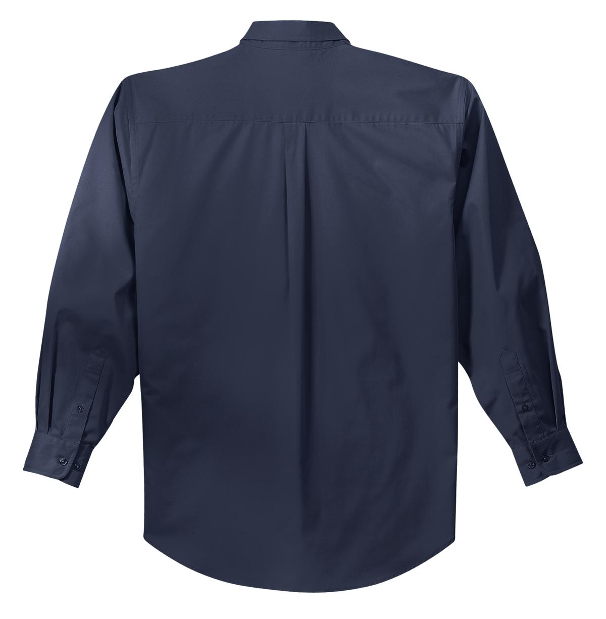 Rear View of Navy/Lt Stone Port Authority Long Sleeve Easy Care Shirt S608