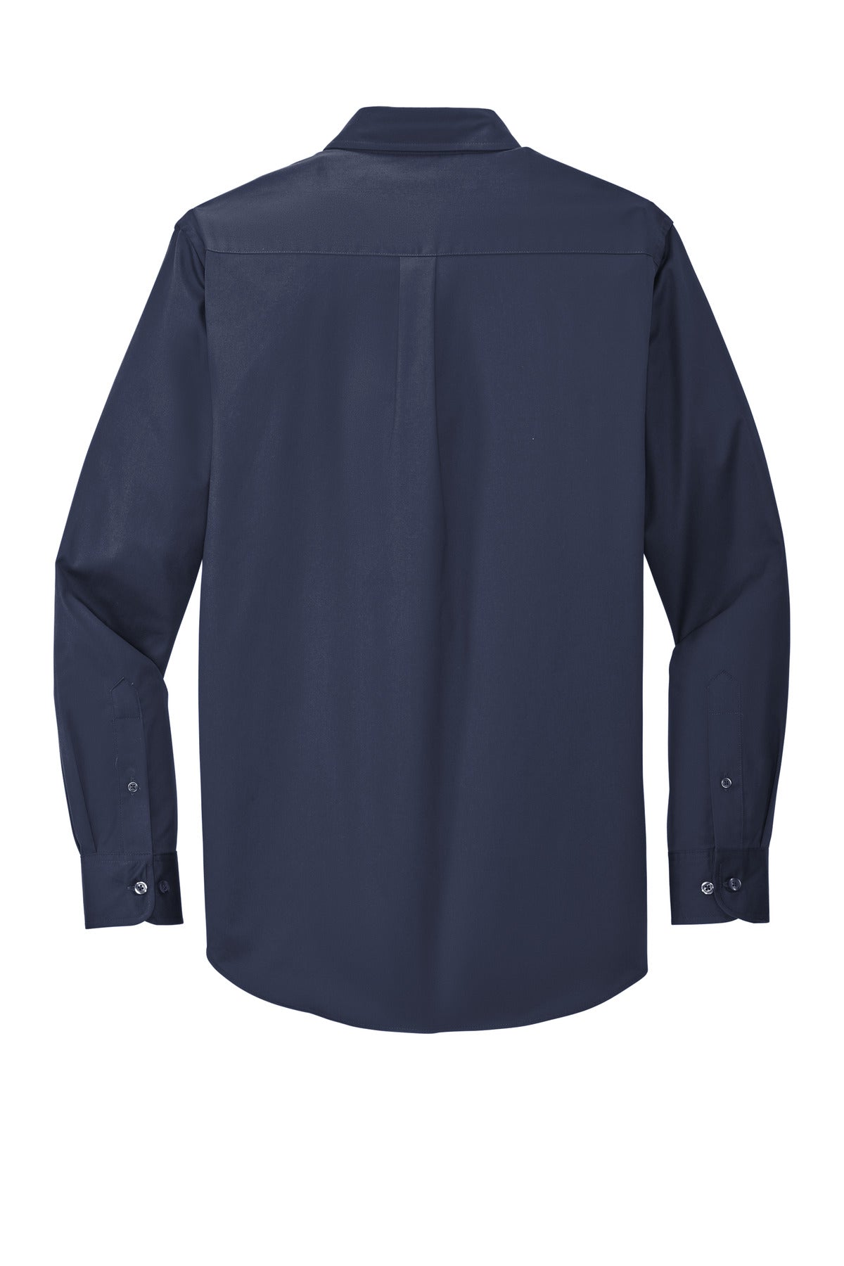 Rear View of Navy/Lt Stone Port Authority Long Sleeve Easy Care Shirt S608