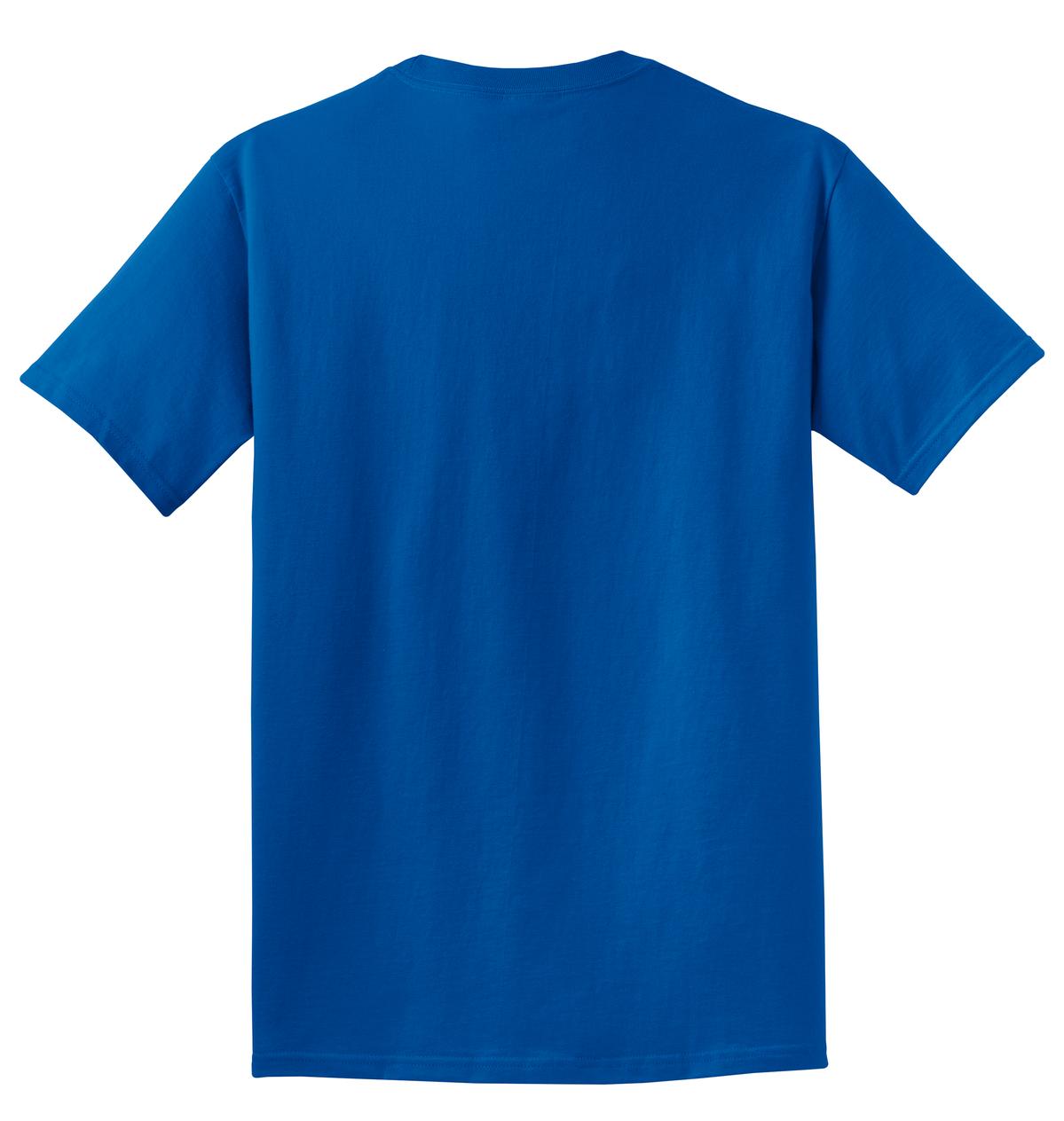 Rear View of Neon Blue Port & Co Beach Wash Garment-Dyed Tee. PC099