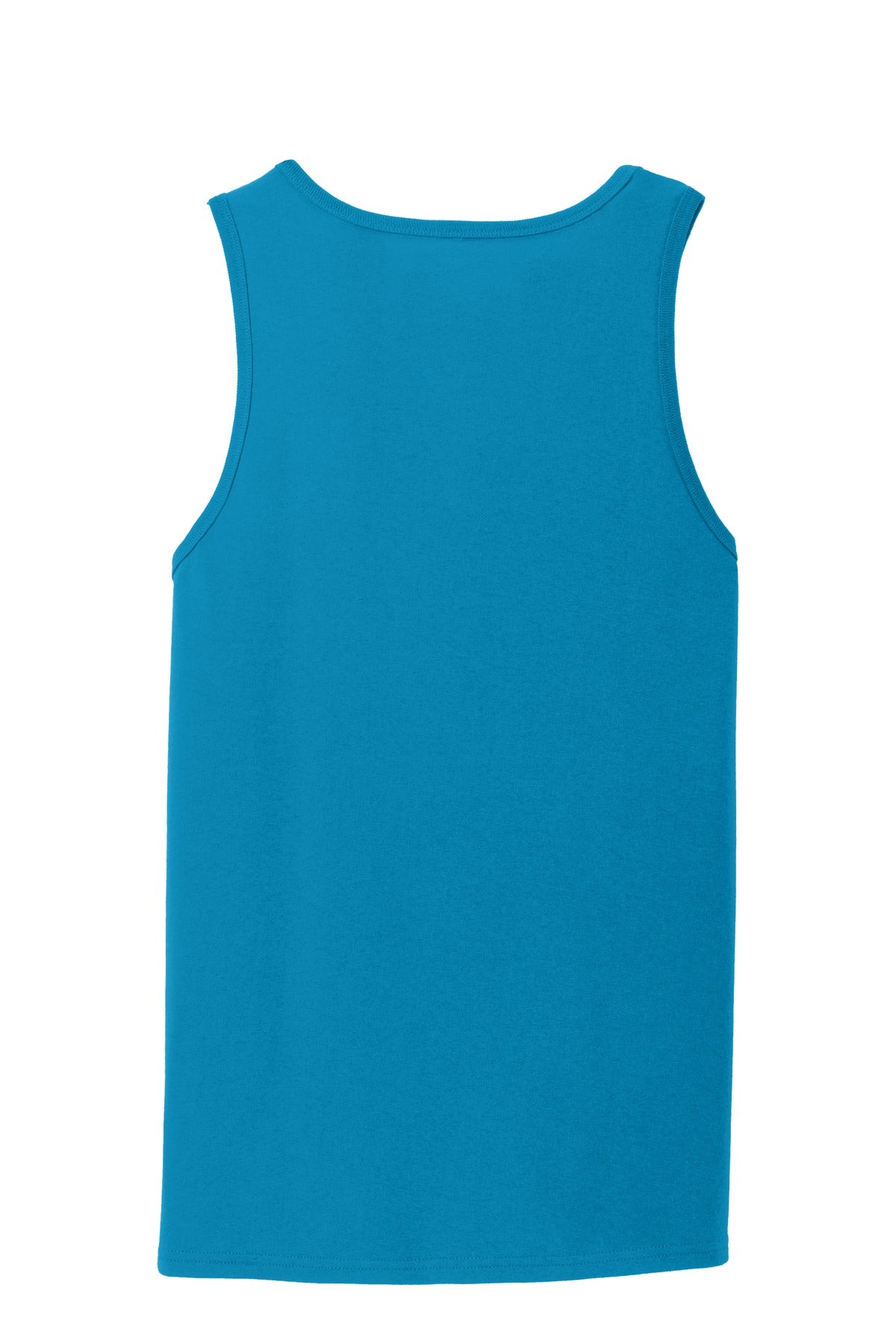 Rear View of Neon Blue Port & Co Core Cotton Tank Top. PC54TT