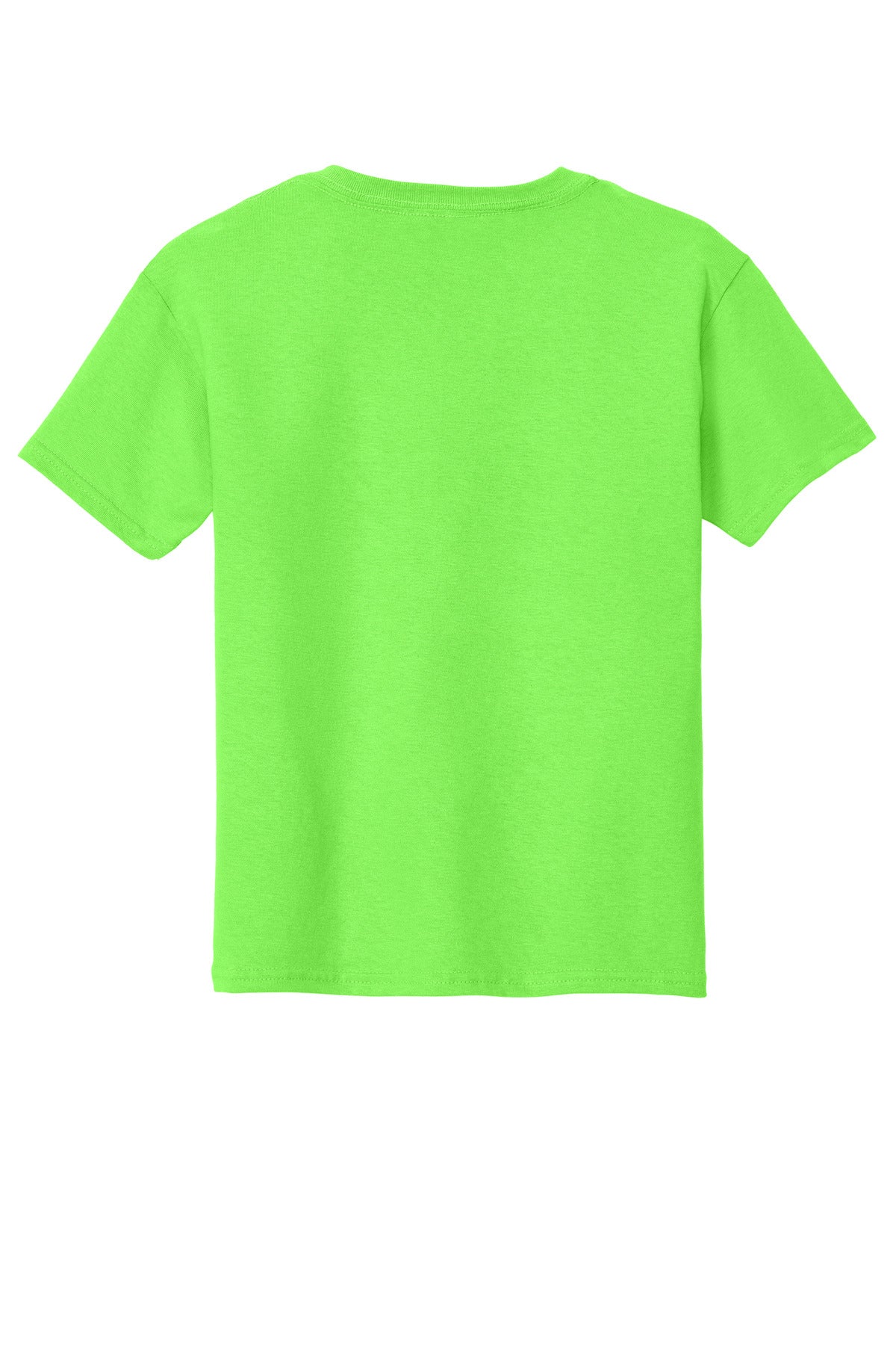 Rear View of Neon Green Gildan - Youth Heavy Cotton 100% Cotton T-Shirt. 5000B