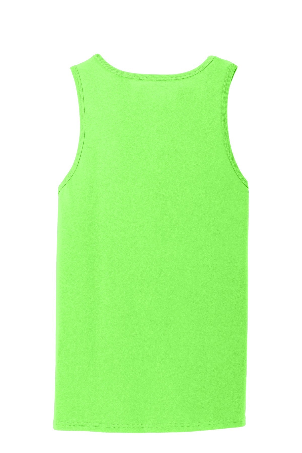Rear View of Neon Green Port & Co Core Cotton Tank Top. PC54TT