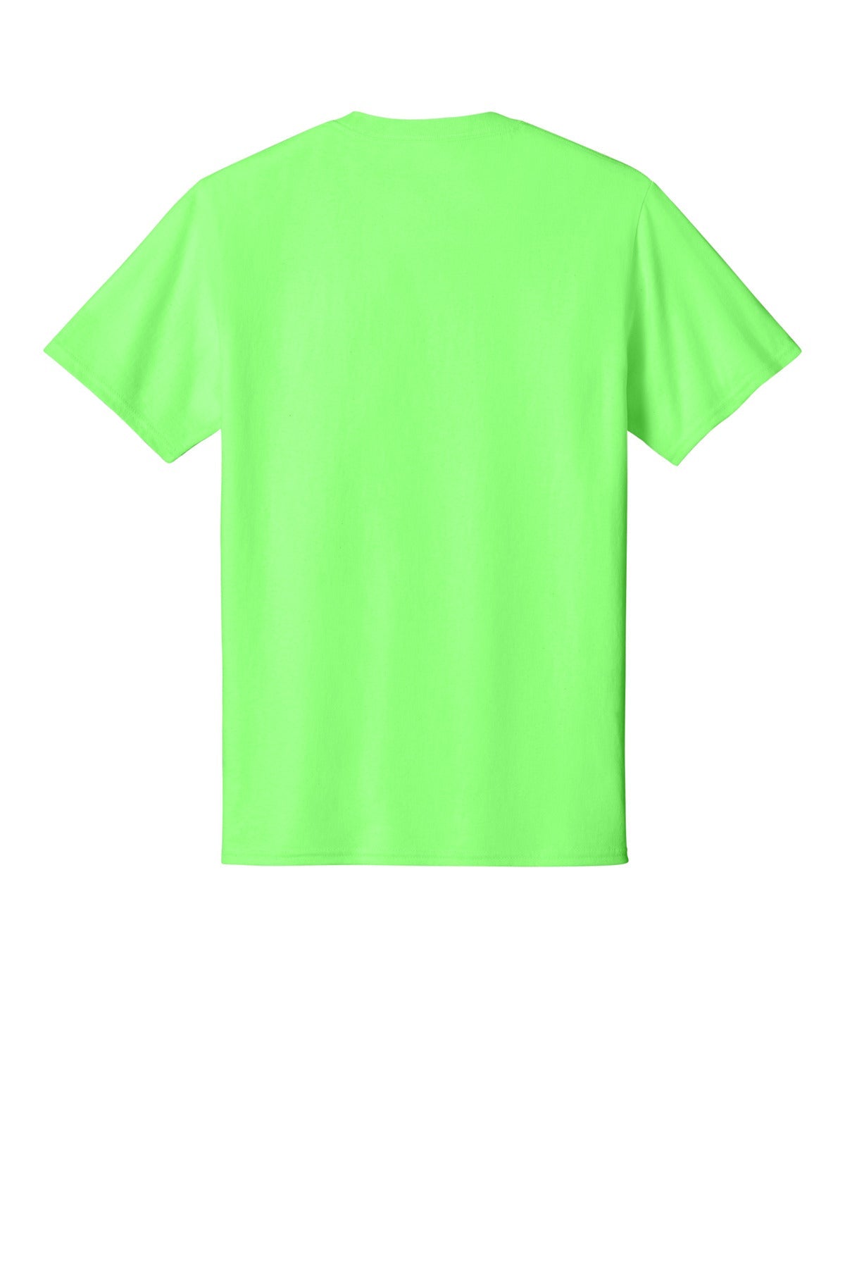 Rear View of Neon Green Port & Co Core Cotton Tee. PC54
