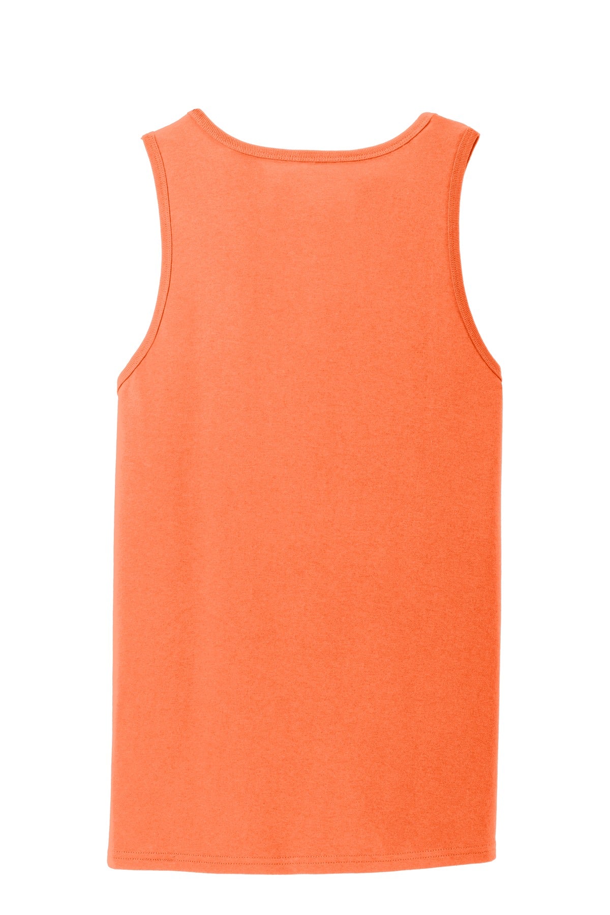 Rear View of Neon Orange Port & Co Core Cotton Tank Top. PC54TT