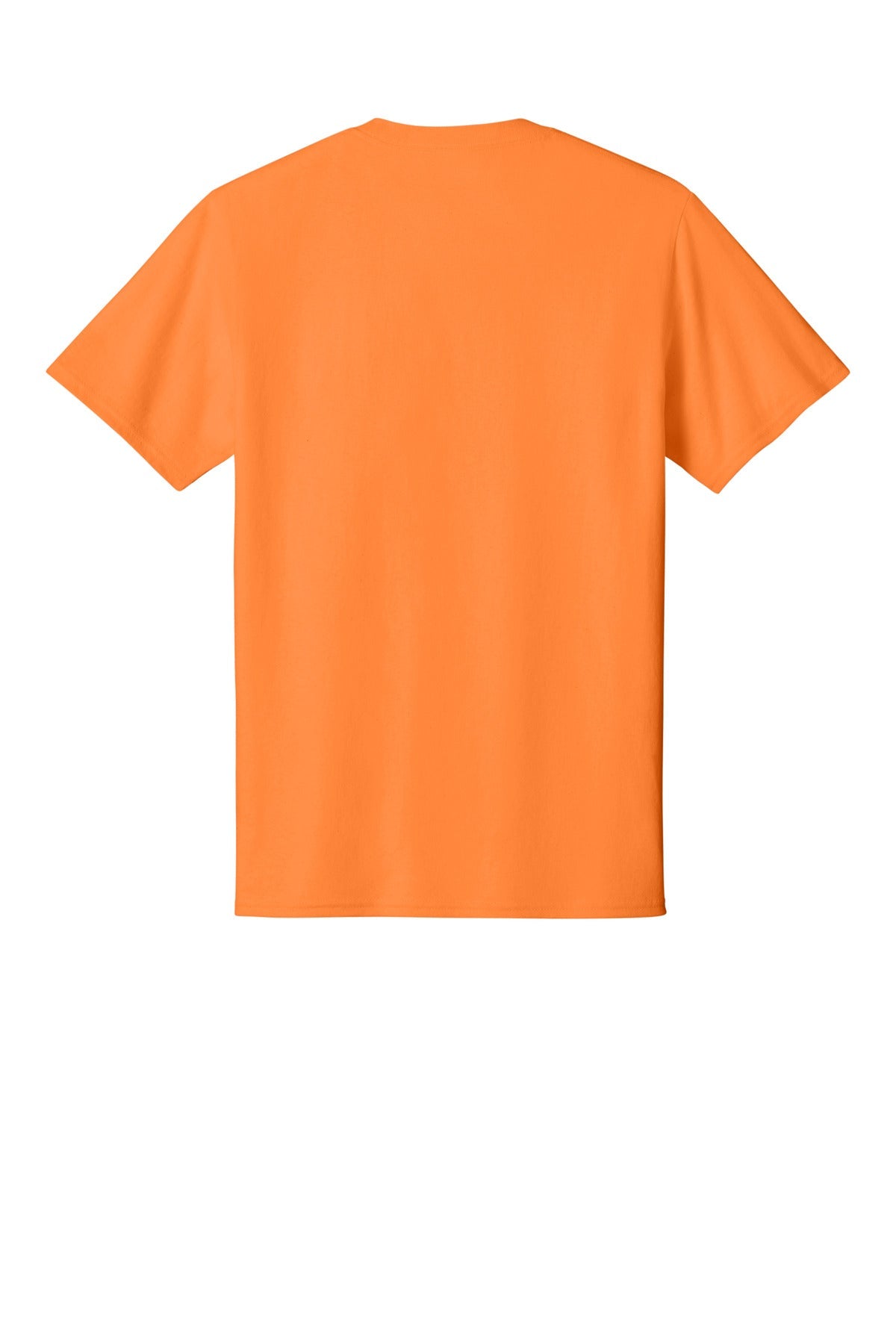 Rear View of Neon Orange Port & Co Core Cotton Tee. PC54