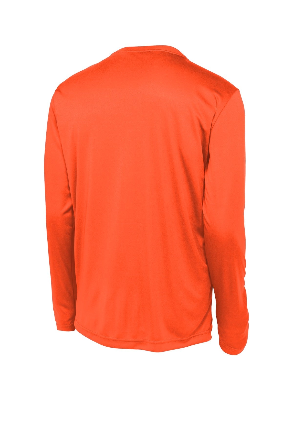 Rear View of Neon Orange Sport-Tek Long Sleeve PosiCharge Competitor Tee. ST350LS