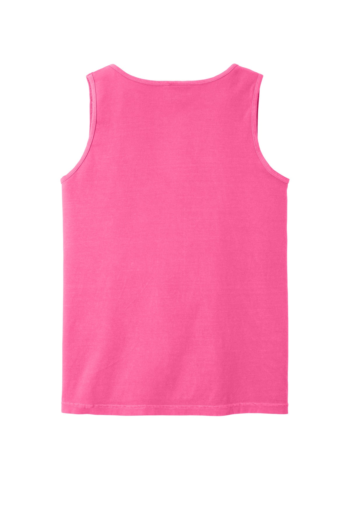 Rear View of Neon Pink COMFORT COLORS Heavyweight Ring Spun Tank Top. 9360