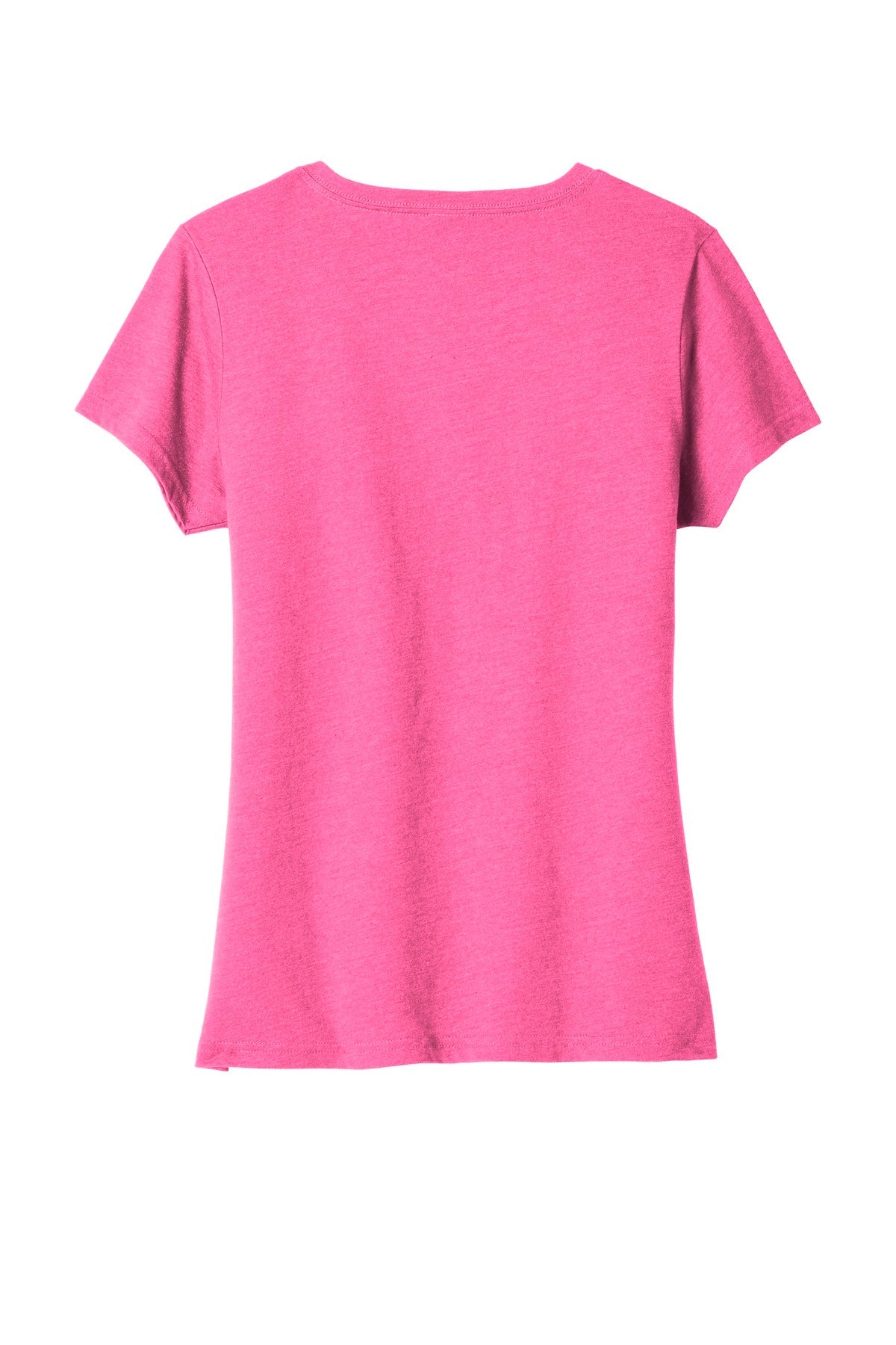 Rear View of Neon Pink Hthr Port & Co Women's Fan Favorite Blend V-Neck Tee. LPC455V