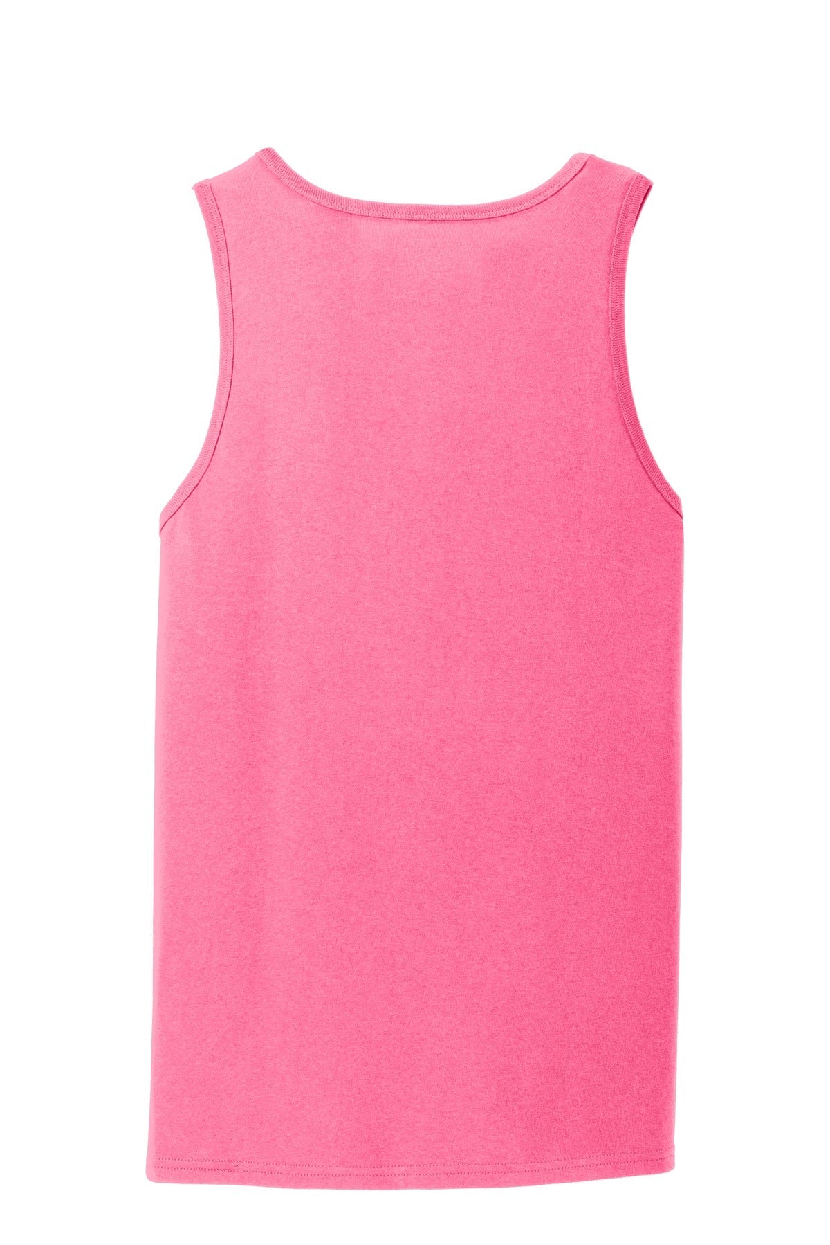 Rear View of Neon Pink Port & Co Core Cotton Tank Top. PC54TT