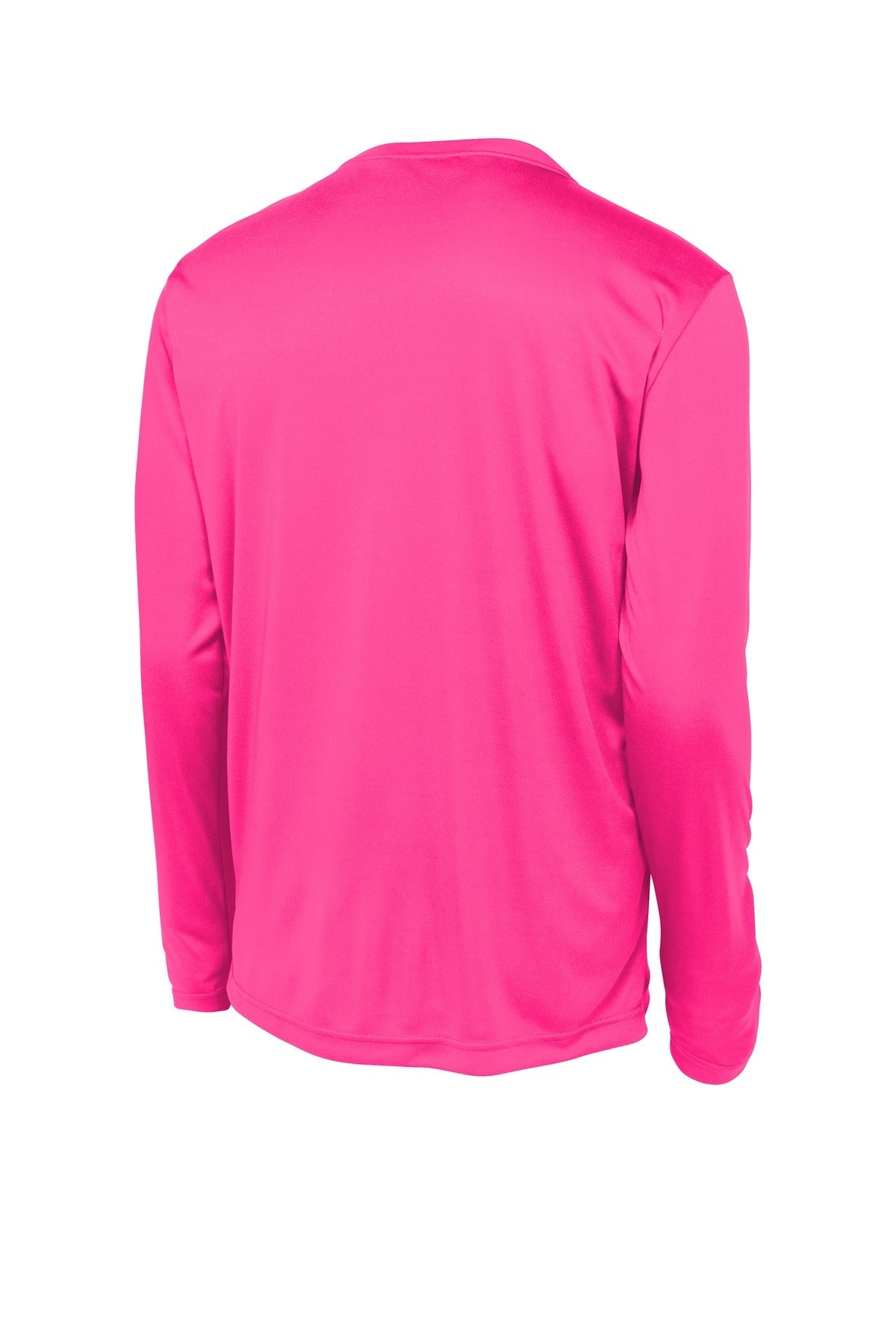 Rear View of Neon Pink Sport-Tek Long Sleeve PosiCharge Competitor Tee. ST350LS