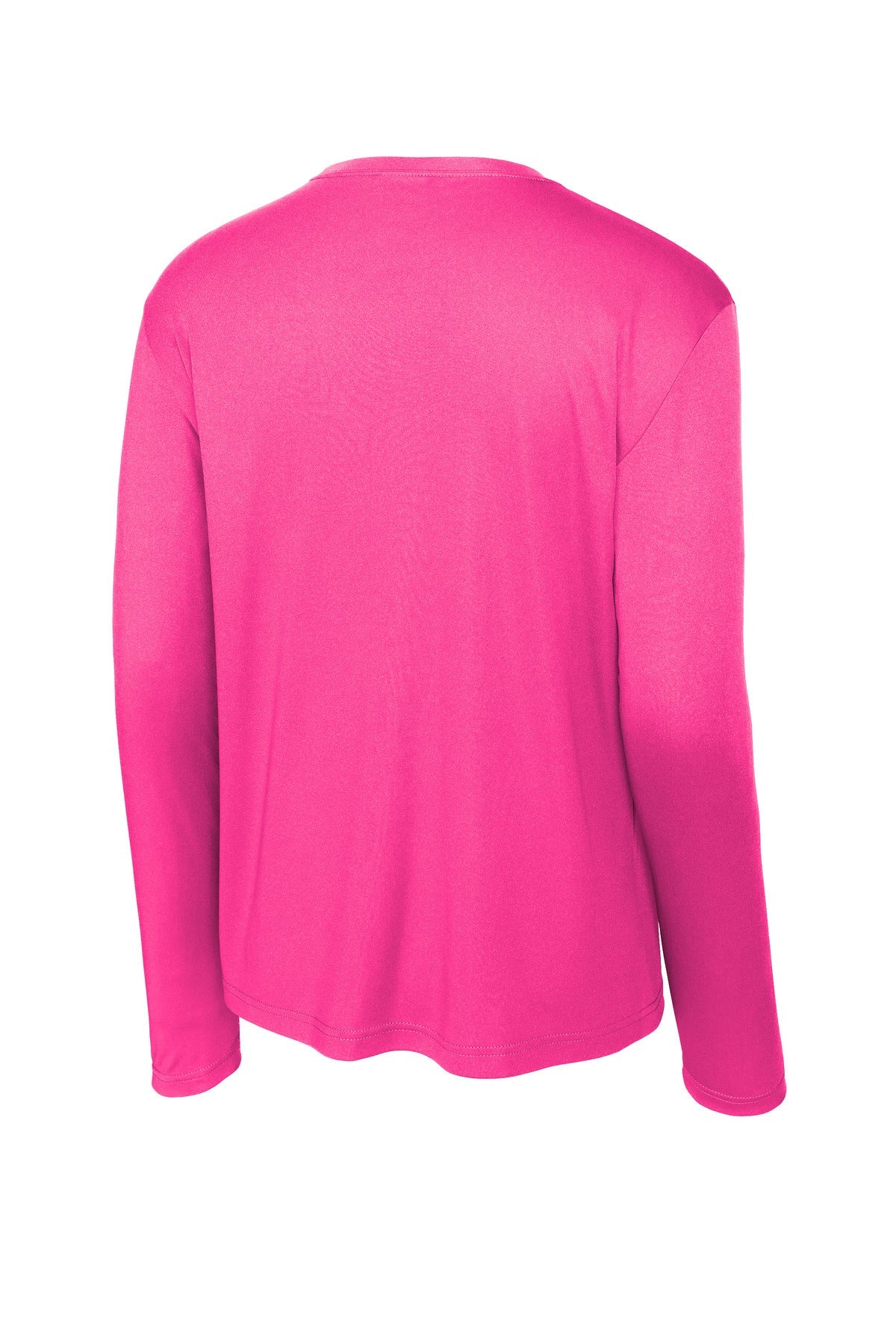 Rear View of Neon Pink Sport-Tek Long Sleeve PosiCharge Competitor Tee. ST350LS