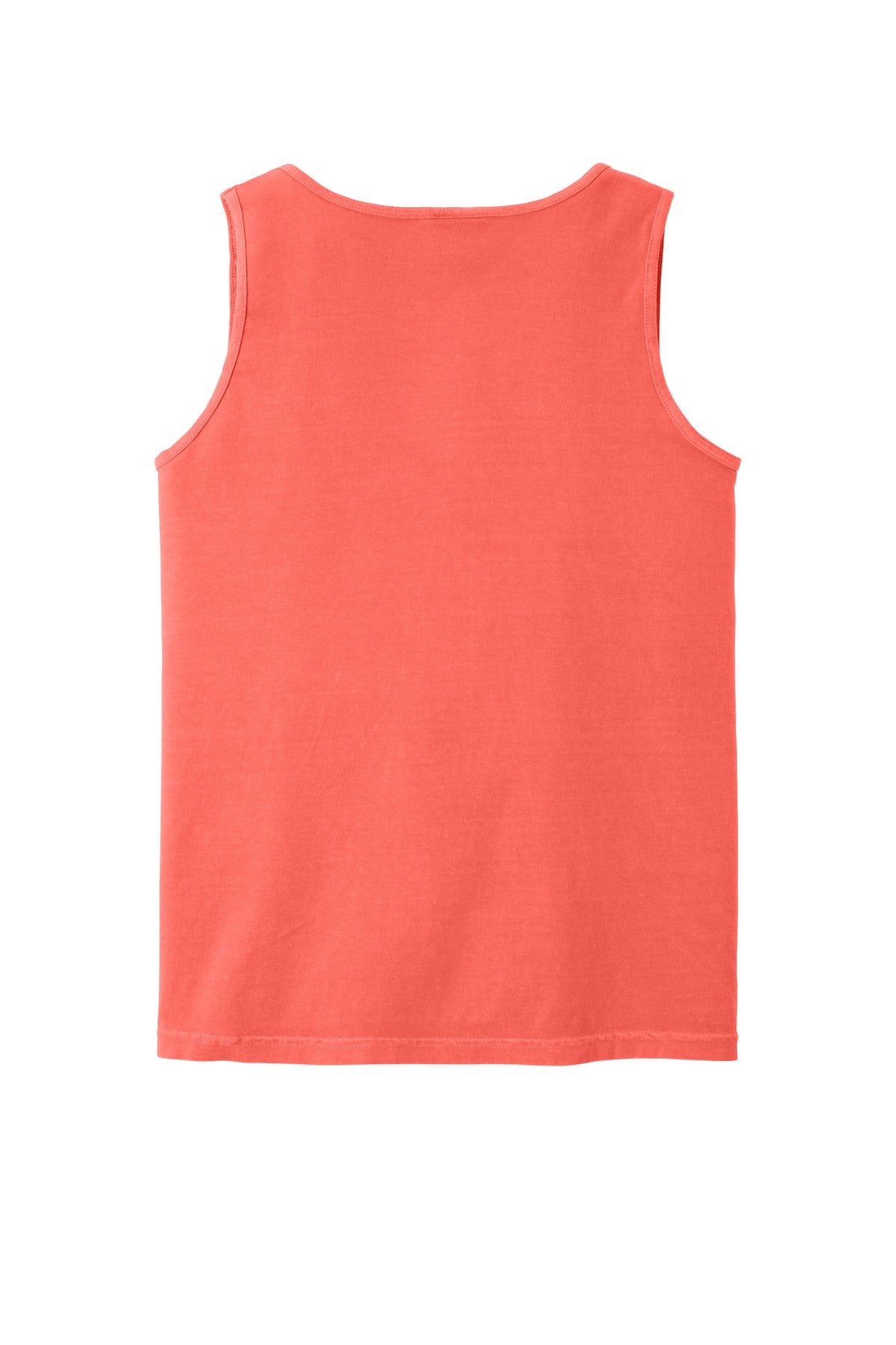 Rear View of Neon Red Orng COMFORT COLORS Heavyweight Ring Spun Tank Top. 9360