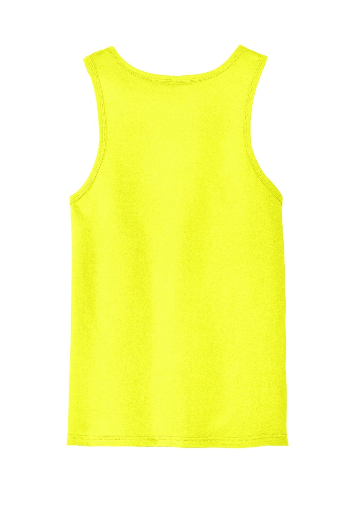 Rear View of Neon Yellow District The Concert Tank . DT5300