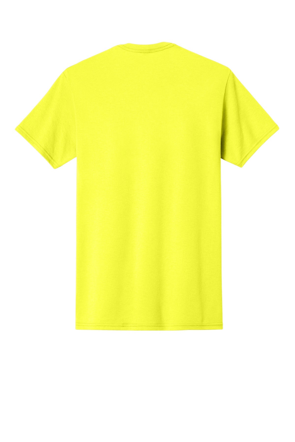 Rear View of Neon Yellow Jerzees - Dri-Power 50/50 Cotton/Poly T-Shirt. 29M